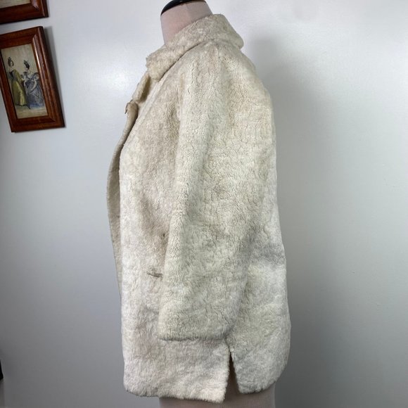 Vintage Ivory Faux Fur Coat Bagdad Styled by Sportowne Fabric by LaFrance - Picture 9 of 16